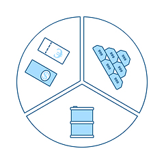 Image showing Oil, Dollar And Gold Chart Concept Icon