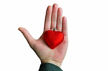 Image showing hand holding red heart