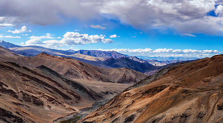 Image showing Himalayan landscape of Himalaya range. View from high altitude Tanglang la Pass. North India