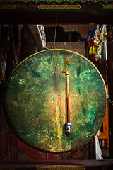 Image showing Ritual drum in Hemis monastery. Ladakh, India