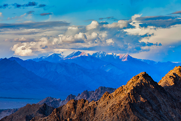 Image showing Himalayas mountains on sunset