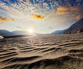 Image showing Sand dunes. Nubra valley, Ladakh, India