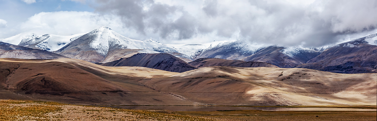 Image showing Panorama of Himalayan lake Tso Kar in Himalayas, Ladakh, India