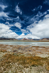 Image showing Tso Kar - fluctuating salt lake in Himalayas