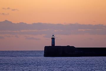 Image showing Newhaven Lighthouse at Sunset