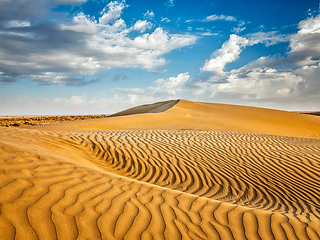 Image showing Sand dunes in desert