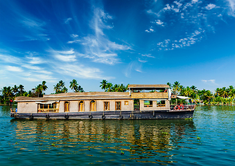 Image showing Houseboat on Kerala backwaters, India