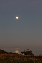 Image showing Full Moon Over Sea Near Eastbourne