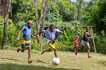 Image showing Malagasy children play soccer, Madagascar