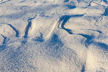 Image showing Snowdrifts, a field in winter