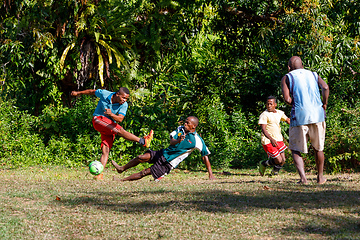 Image showing Malagasy mans play soccer, Madagascar