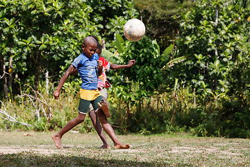 Image showing Malagasy children play soccer, Madagascar