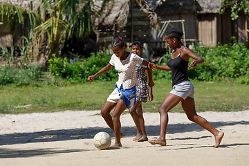 Image showing Malagasy children play soccer, Madagascar