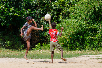 Image showing Malagasy children play soccer, Madagascar