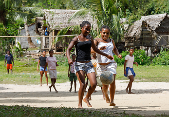 Image showing Malagasy children play soccer, Madagascar