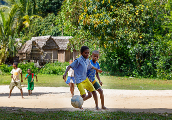 Image showing Malagasy children play soccer, Madagascar