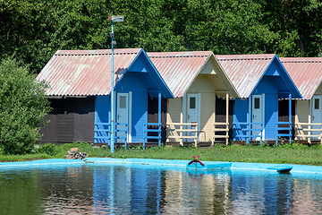 Image showing children\'s chalets camp in summer