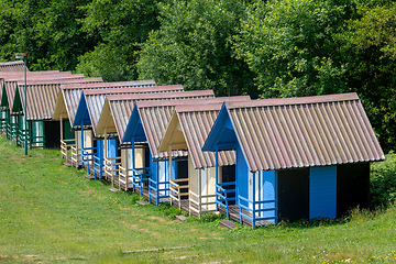 Image showing children\'s chalets camp in summer