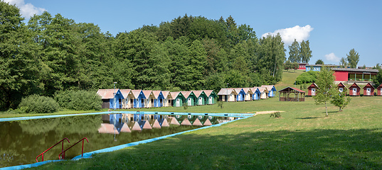 Image showing children\'s chalets camp in summer