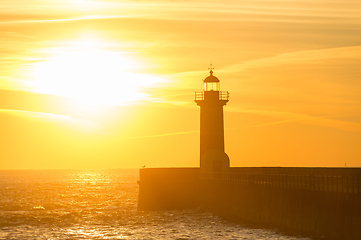 Image showing Lighthouse at sunset. Porto, Portugal