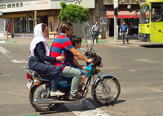 Image showing Family motorcycle Tehran road Iran