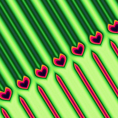 Image showing Green and Red Heart Shaped Pattern