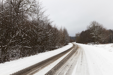 Image showing snowy road, winter