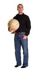 Image showing Man Holding A Globe