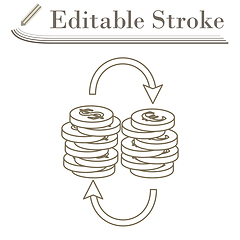 Image showing Dollar Euro Coins Stack Icon