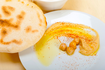 Image showing Hummus with pita bread