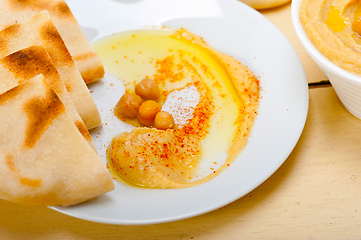 Image showing Hummus with pita bread