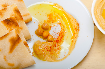 Image showing Hummus with pita bread