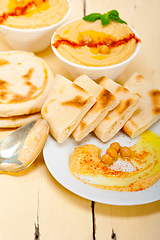 Image showing Hummus with pita bread