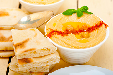 Image showing Hummus with pita bread