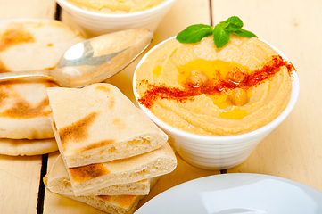 Image showing Hummus with pita bread