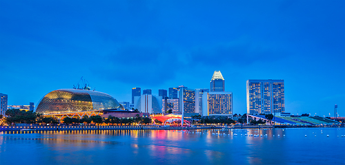 Image showing Singapore skyline panorama at Marina Bay