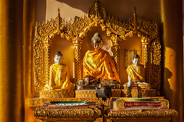 Image showing Buddha statues in Shwedagon pagoda