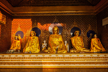 Image showing Buddha statues in Shwedagon pagoda