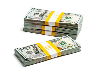 Image showing Bundles of 100 US dollars 2013 edition banknotes