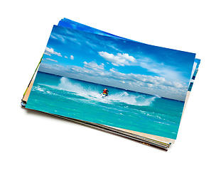 Image showing Stack of vacation photos isolated