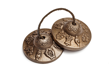 Image showing Tibetan Buddhist tingsha cymbals isolated