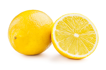 Image showing Lemon and cut half slice isolated