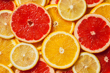Image showing Colorful citrus fruit slices