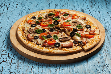 Image showing Ham pizza