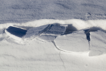 Image showing A large beautiful snowdrift of snow