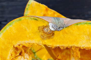 Image showing Cut in half rotten pumpkin