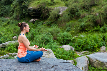 Image showing Woman in Padmasana outdoors