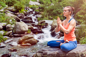 Image showing Woman in Padmasana outdoors