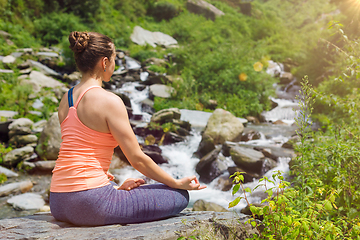 Image showing Woman in Padmasana outdoors