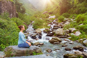 Image showing Woman in Padmasana outdoors